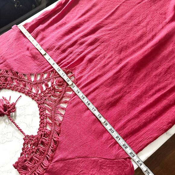 Ekouaer Maroon Red Fringe Tassel Tie Back Swim Coverup Women’s Size XL NEW - Picture 12 of 12